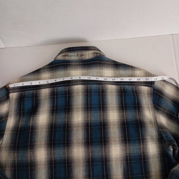 Five Brothers Heavy Weight Blue Black White Plaid Shacket Shirt Men’s Size M - Picture 11 of 16